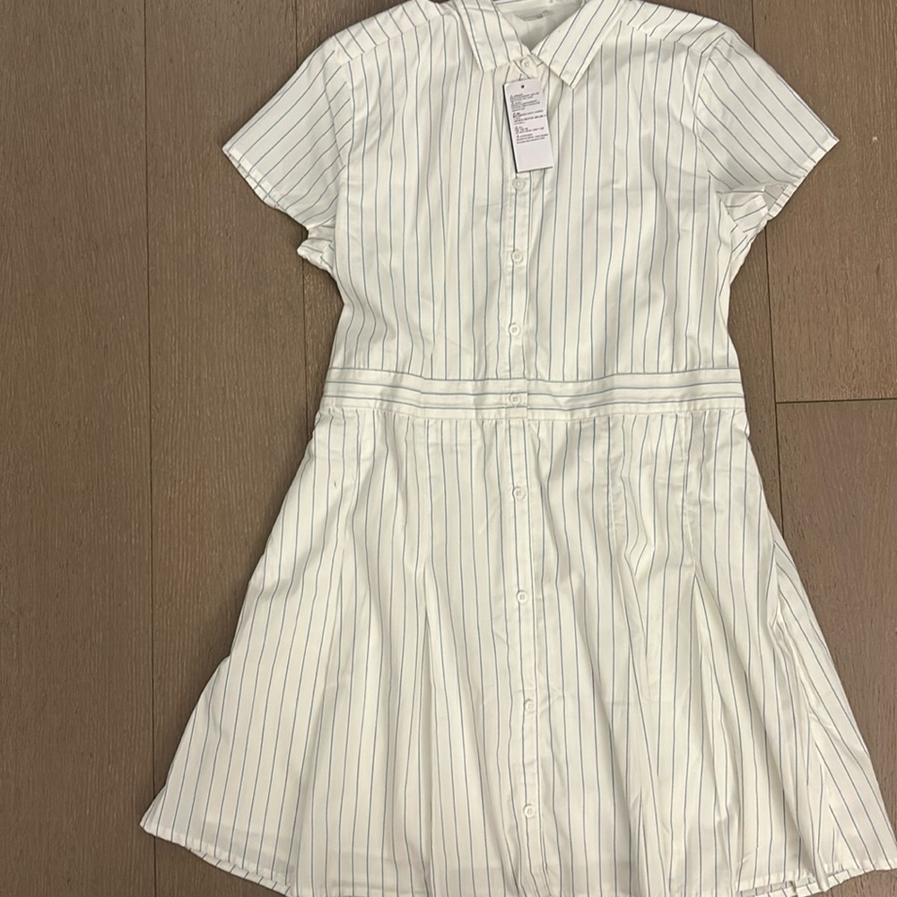 White pinstripe dress
